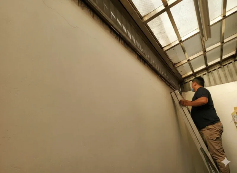 案場施工團隊安裝活動百葉窗